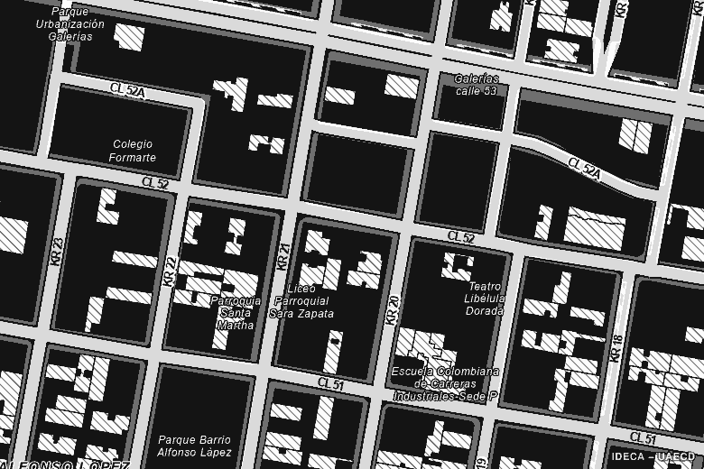 Plano de ubicación de 5220 LOFT: Calle 52 # 20 – 29, Bogotá. Cartografía oficial de Bogotá.