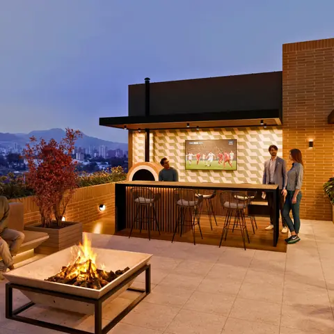 Sports SkyLounge de 5538 LOFT con barra y vista al norte de Bogotá